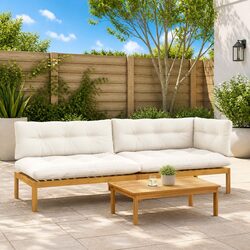 Outdoor Sectional Sofa Units 3 Piece Corner Lounge Set with Low Table Garden