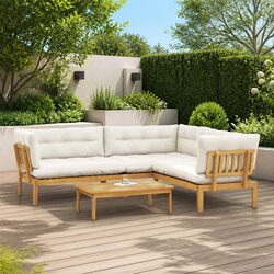 Outdoor Sectional Sofa 4 Piece Pallet Garden Lounge Set Corner Seating with
