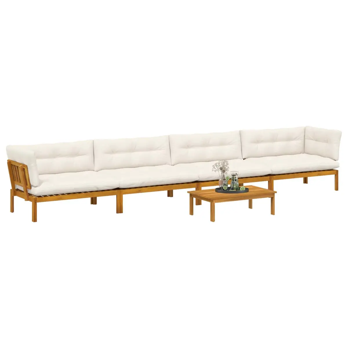 5 Piece Garden Pallet Sectional Sofa Set Outdoor Corner Lounge with Low Table
