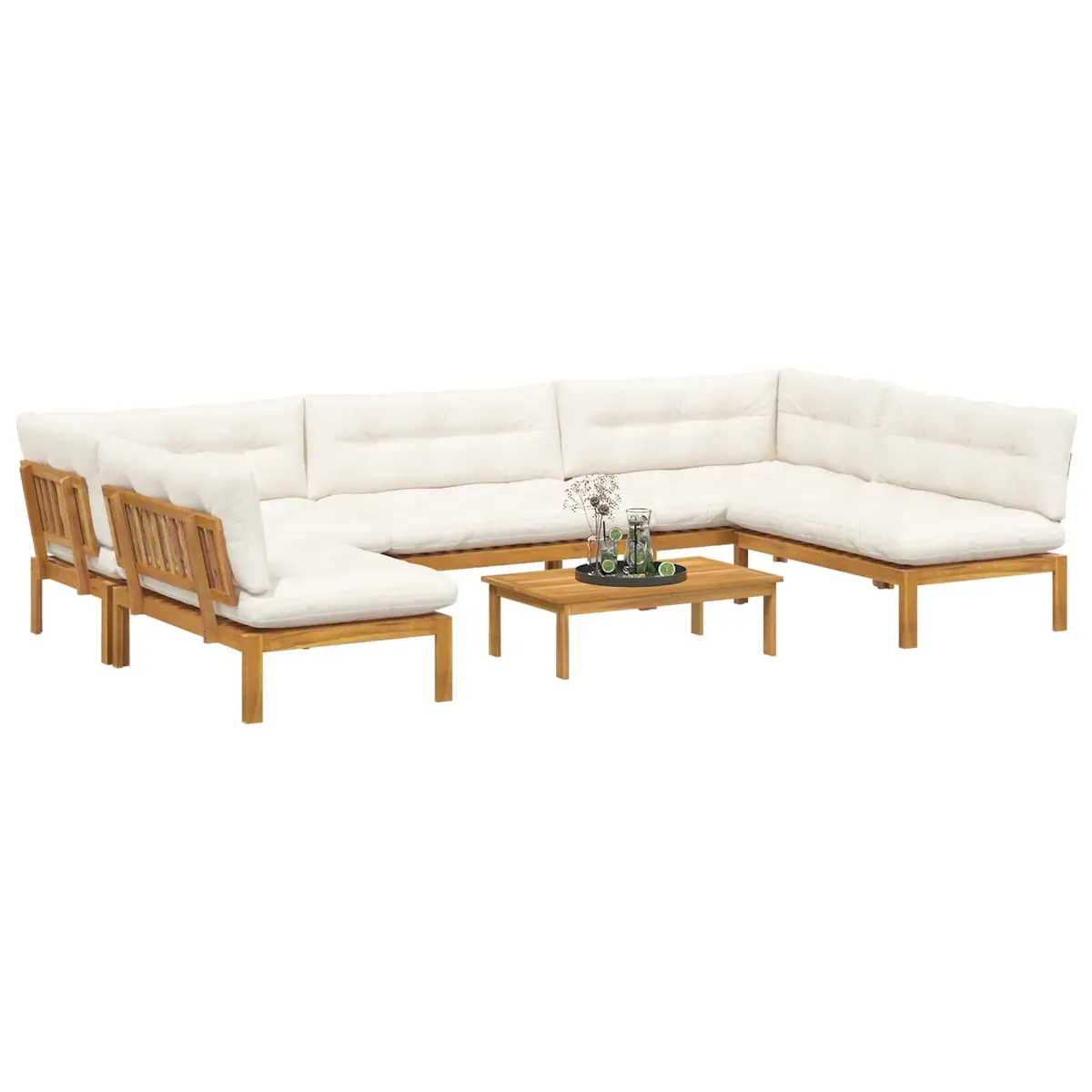 6 Piece Garden Pallet Sofa Set Outdoor Corner Lounge with Low Table