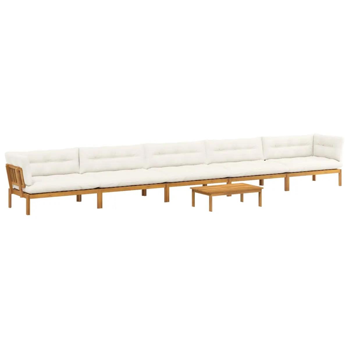 Outdoor Sectional Sofa Set 6 Piece Corner Lounge Furniture Solid Acacia Wood Foam Padded Cushions Natural Brown