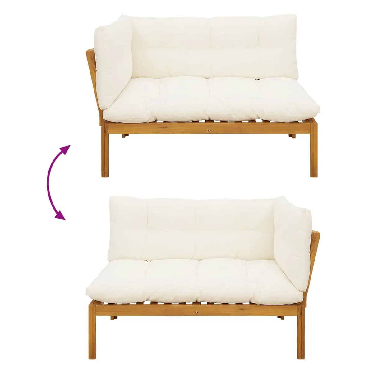 5 Piece Garden Pallet Sofa Set Corner Sectional Outdoor Seating with Foam Padded Cushions and Matching Low Table