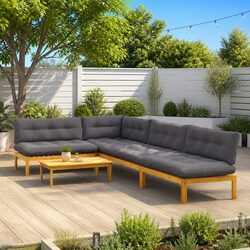 Outdoor Sectional Sofa 5 Piece Pallet Garden Furniture Corner Lounge Seating Set