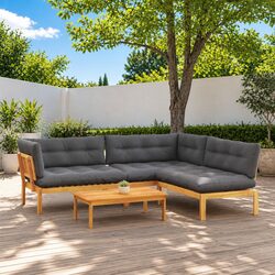 Outdoor Sectional Sofa Units 4 Piece Garden Pallet Lounge Corner Set Low Table
