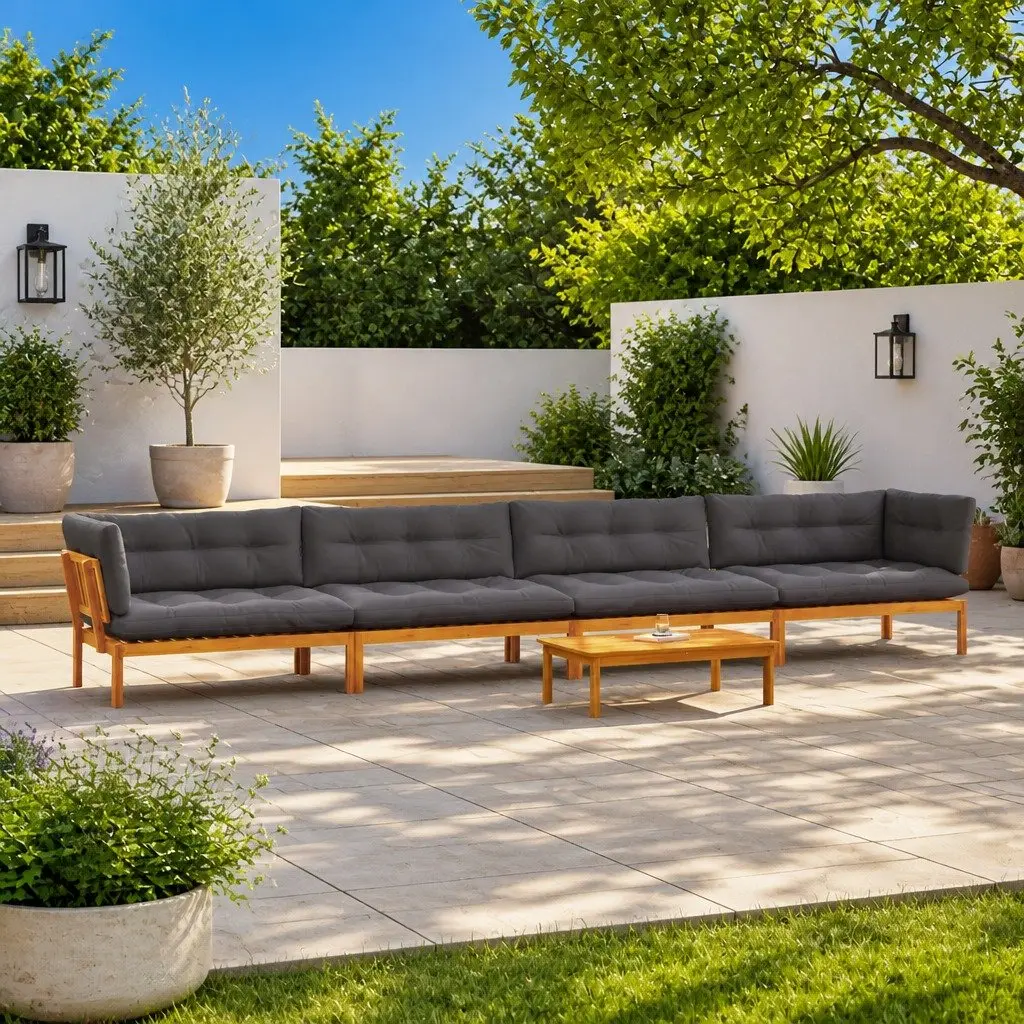 5 Piece Garden Pallet Sectional Sofa Set with Table Outdoor Seating