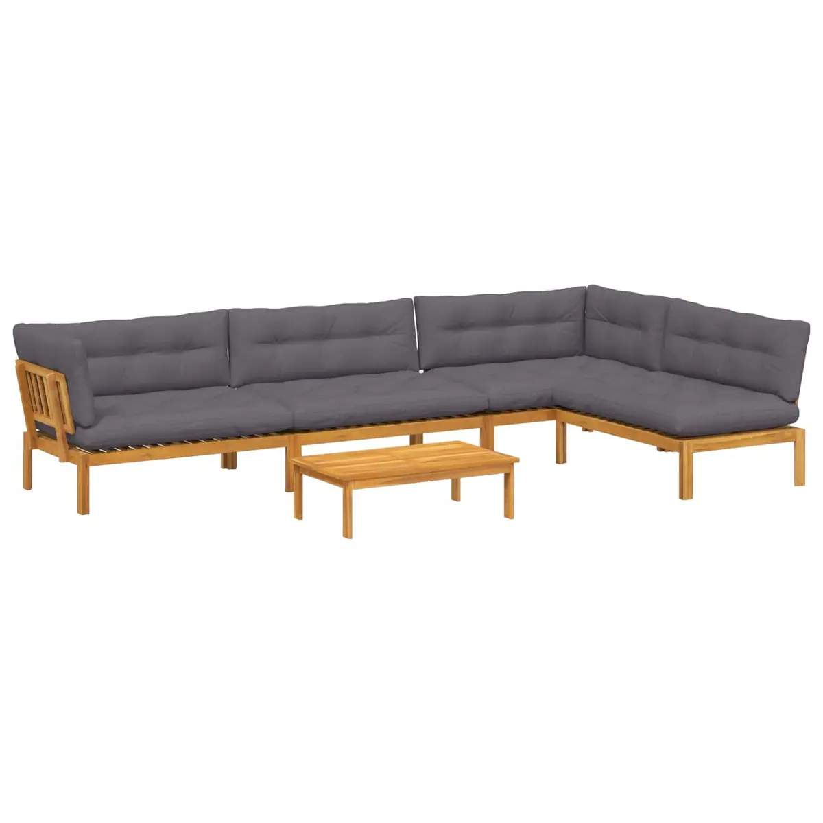 Outdoor Sectional Sofa 5 Piece Corner Lounge Seating Set with Low Table