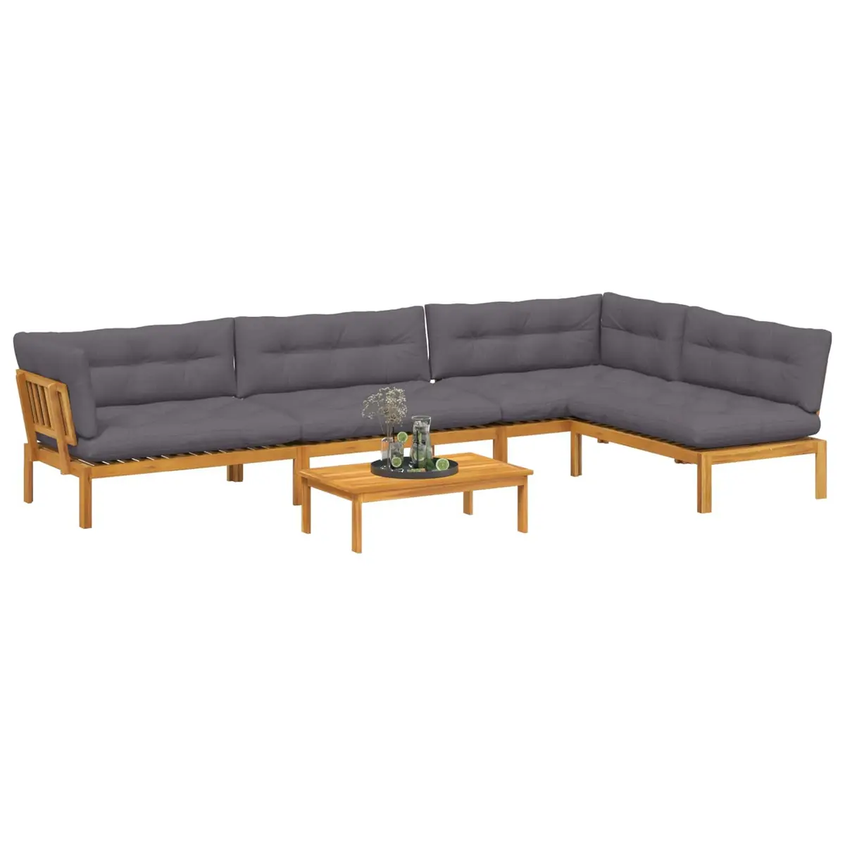 Outdoor Sectional Sofa 5 Piece Corner Lounge Seating Set with Low Table