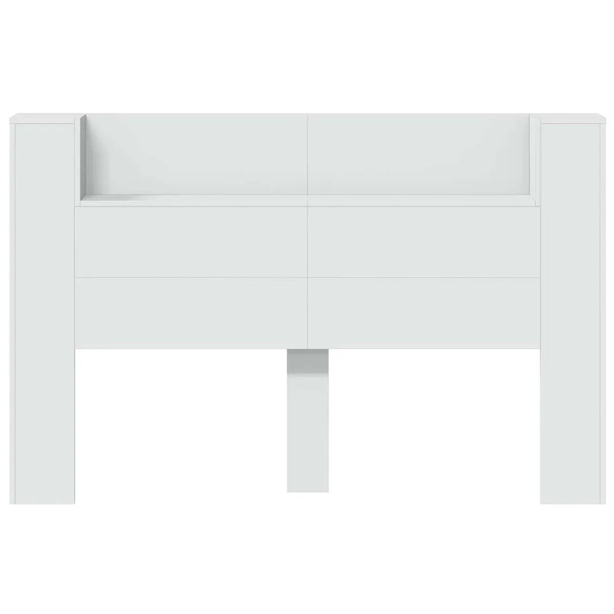 Storage Headboard White Engineered Wood with RGB LED Lights and Integrated Shelving
