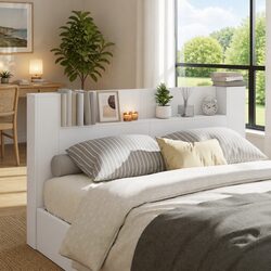 Elevate Your Bedroom with a White LED Storage Headboard