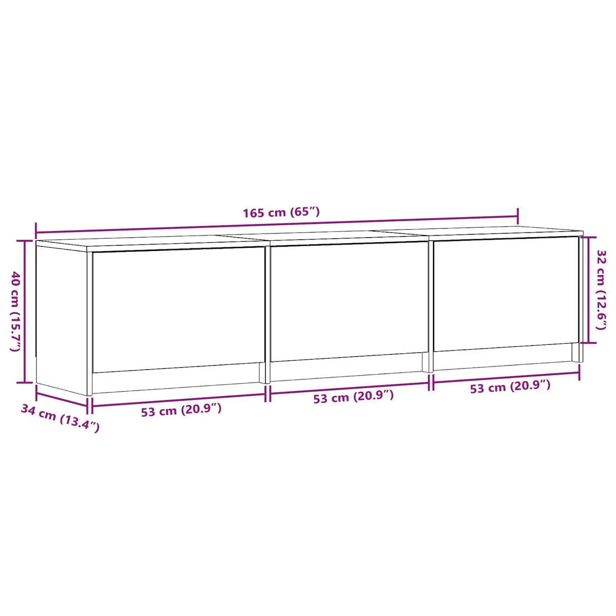TV Cabinet 165cm White Engineered Wood with Adjustable LED Lights