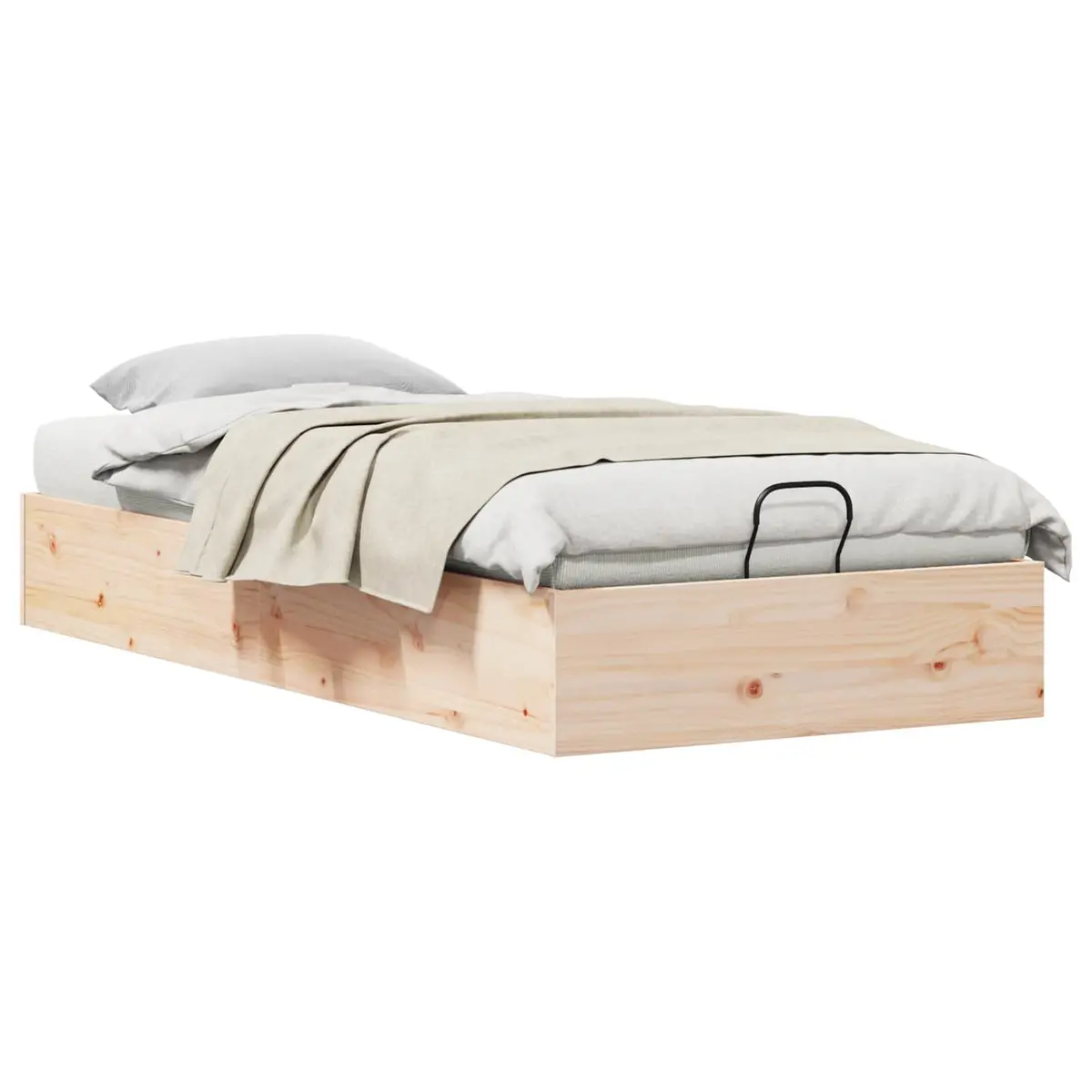 Ottoman Bed Frame 90 x 190 cm Natural Wood Gas Lift-up Storage