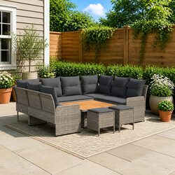 Elegant 8-Piece Grey Sofa Set for Your Patio