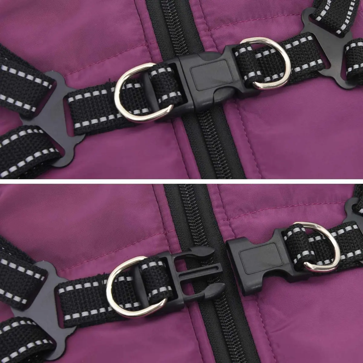 Dog Coat L24 Purple Winter Fleece Polyester Warm Outdoor Reflective