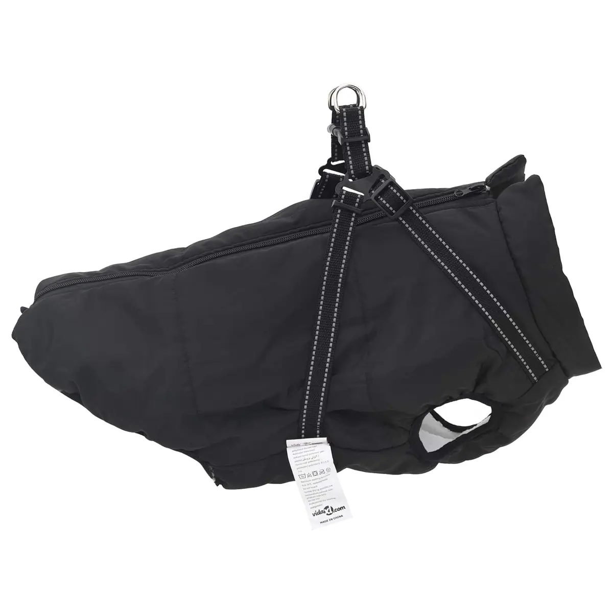 Dog Coat L44 Black Fleece Polyester Water-resistant Windproof Adjustable