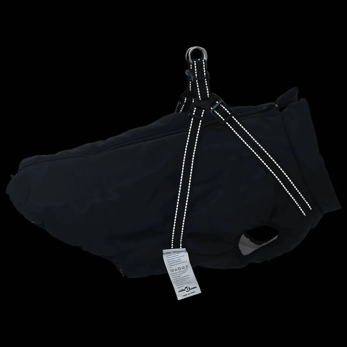 Dog Coat L44 Black Fleece Polyester Water-resistant Windproof Adjustable