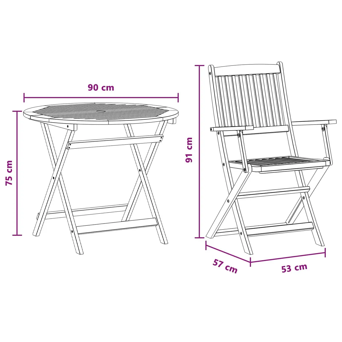 Outdoor Furniture Set 5 Piece Foldable Patio Dining Garden Brown Wood Table