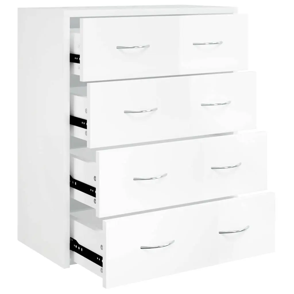 Sideboard Cabinet 60x30.5x71cm 4 Drawers High Gloss White Storage Furniture