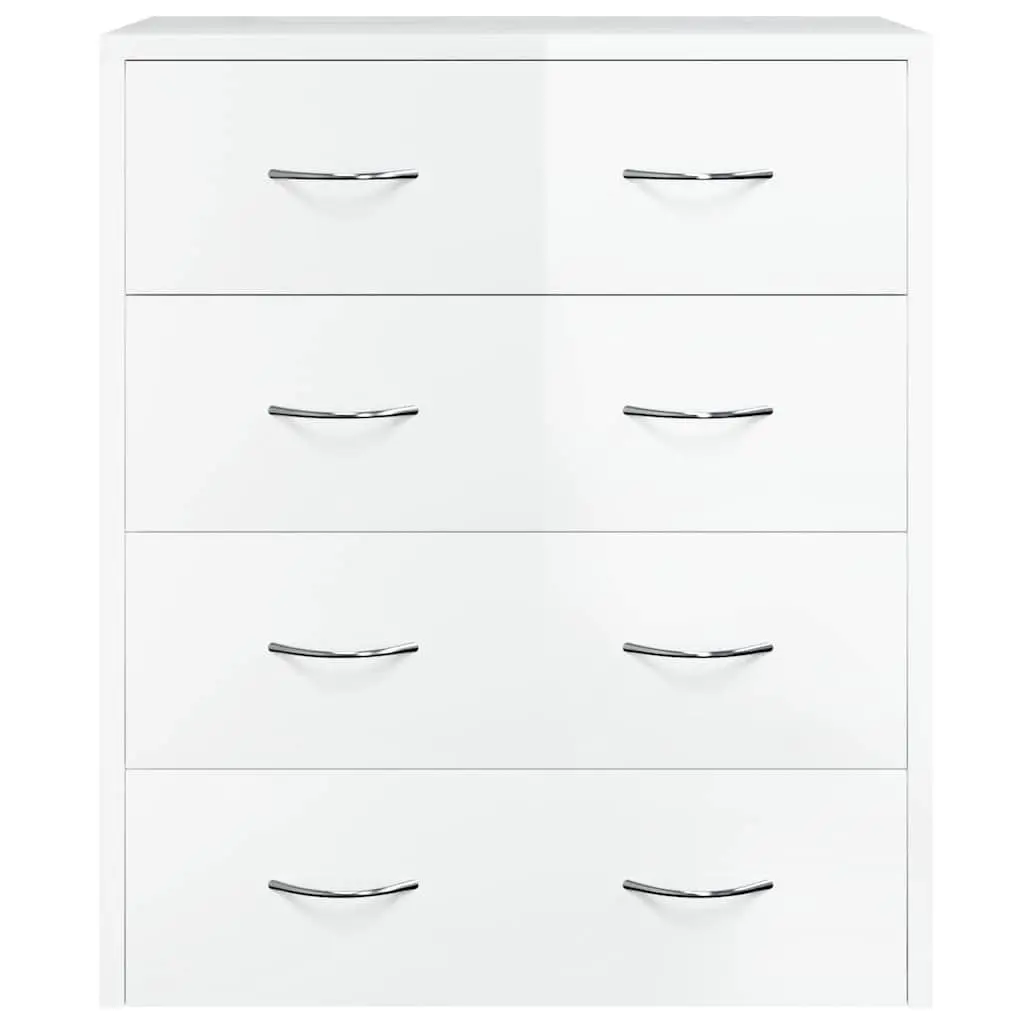 Sideboard Cabinet 60x30.5x71cm 4 Drawers High Gloss White Storage Furniture