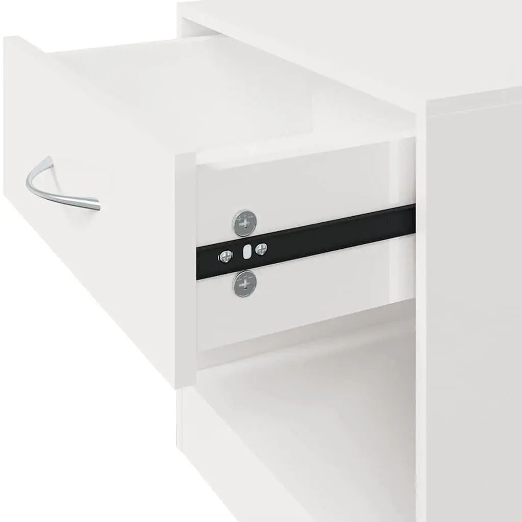 Bedside Cabinets 2 Pieces White High Gloss 1 Drawer and Shelf for Organised Storage