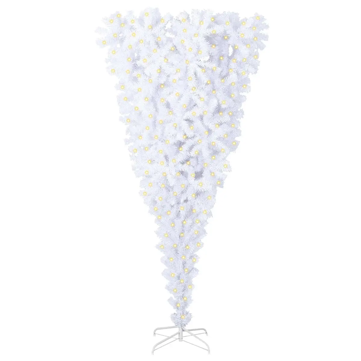 Artificial Christmas Tree 210cm White PVC Steel Stand LED Lights Indoor Outdoor