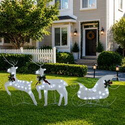 Garden Decoration with LED Christmas Reindeer & Sleigh