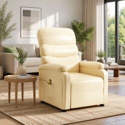 Enhance Your Living Space with a Cream Faux Leather Massage Chair