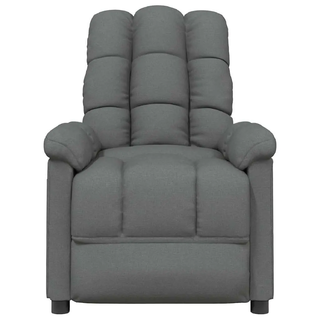Electric Massage Chair Grey Fabric Manual Reclining 6 Vibration Points Hand Control