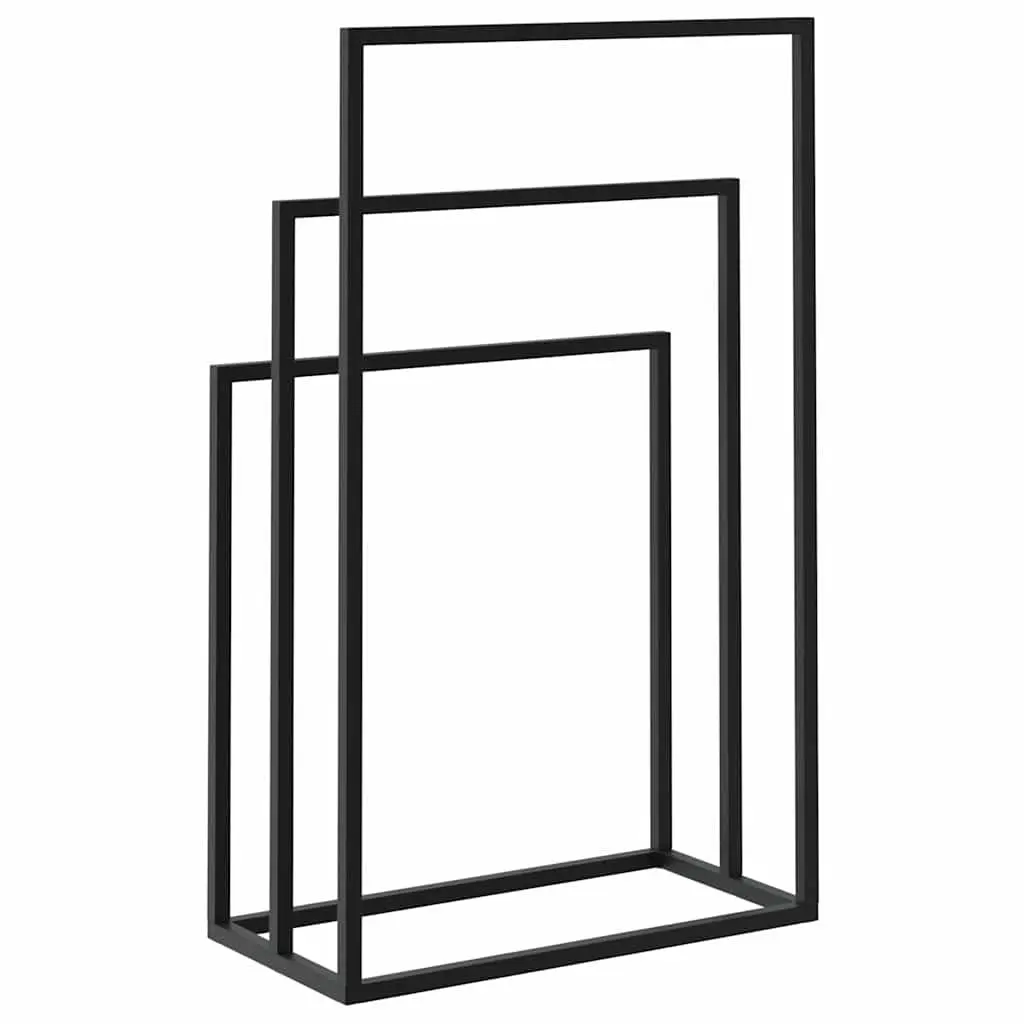 Black Iron Freestanding Towel Rack 3 Tier Bathroom Storage Organizer