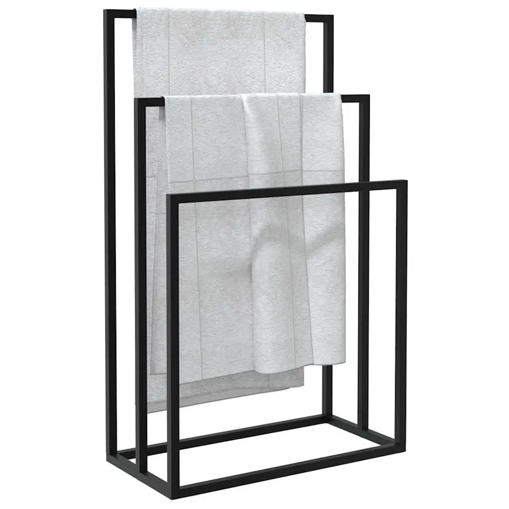 Black Iron Freestanding Towel Rack 3 Tier Bathroom Storage Organizer
