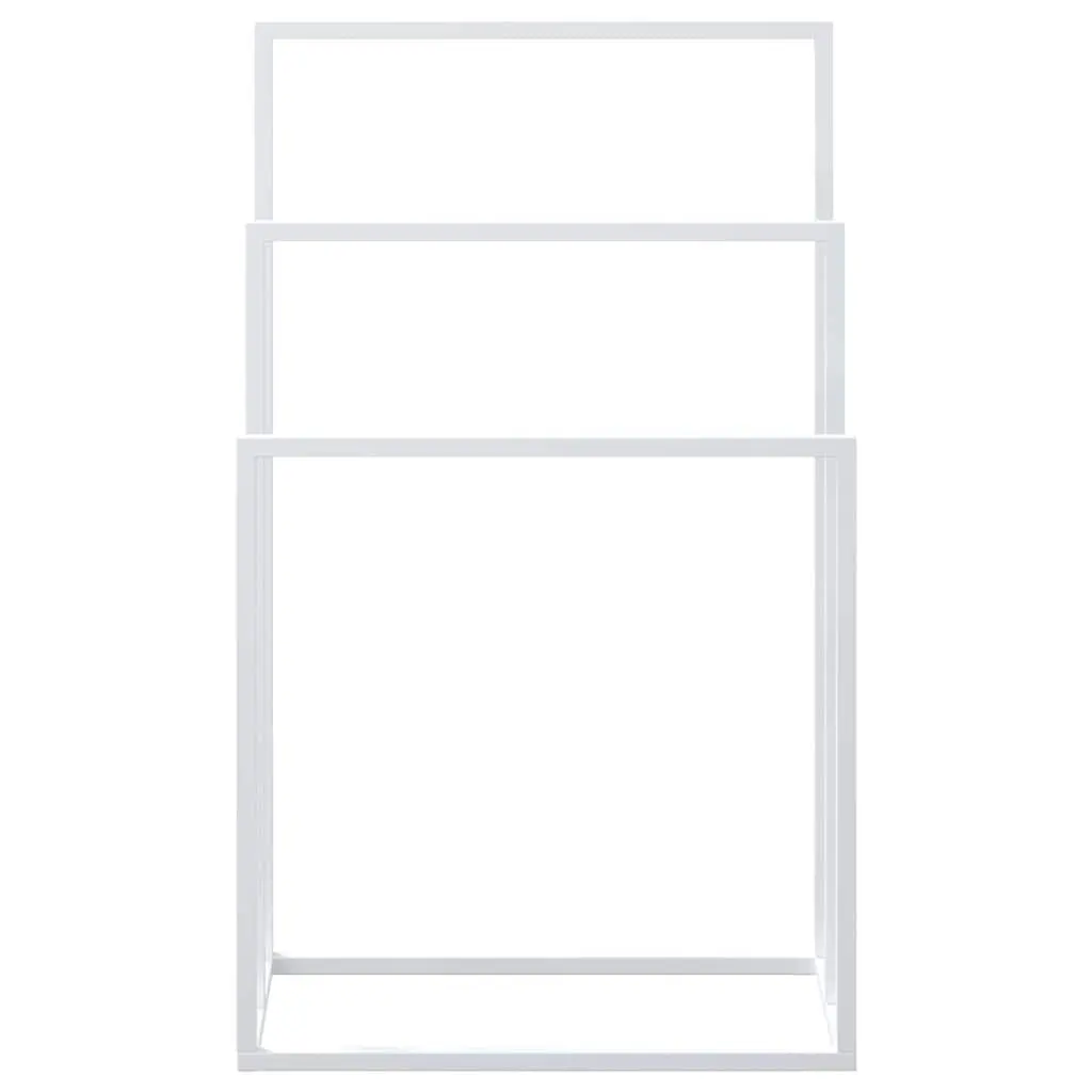 Freestanding Towel Rack 3 Tier White Iron Frame Bathroom Storage Organiser