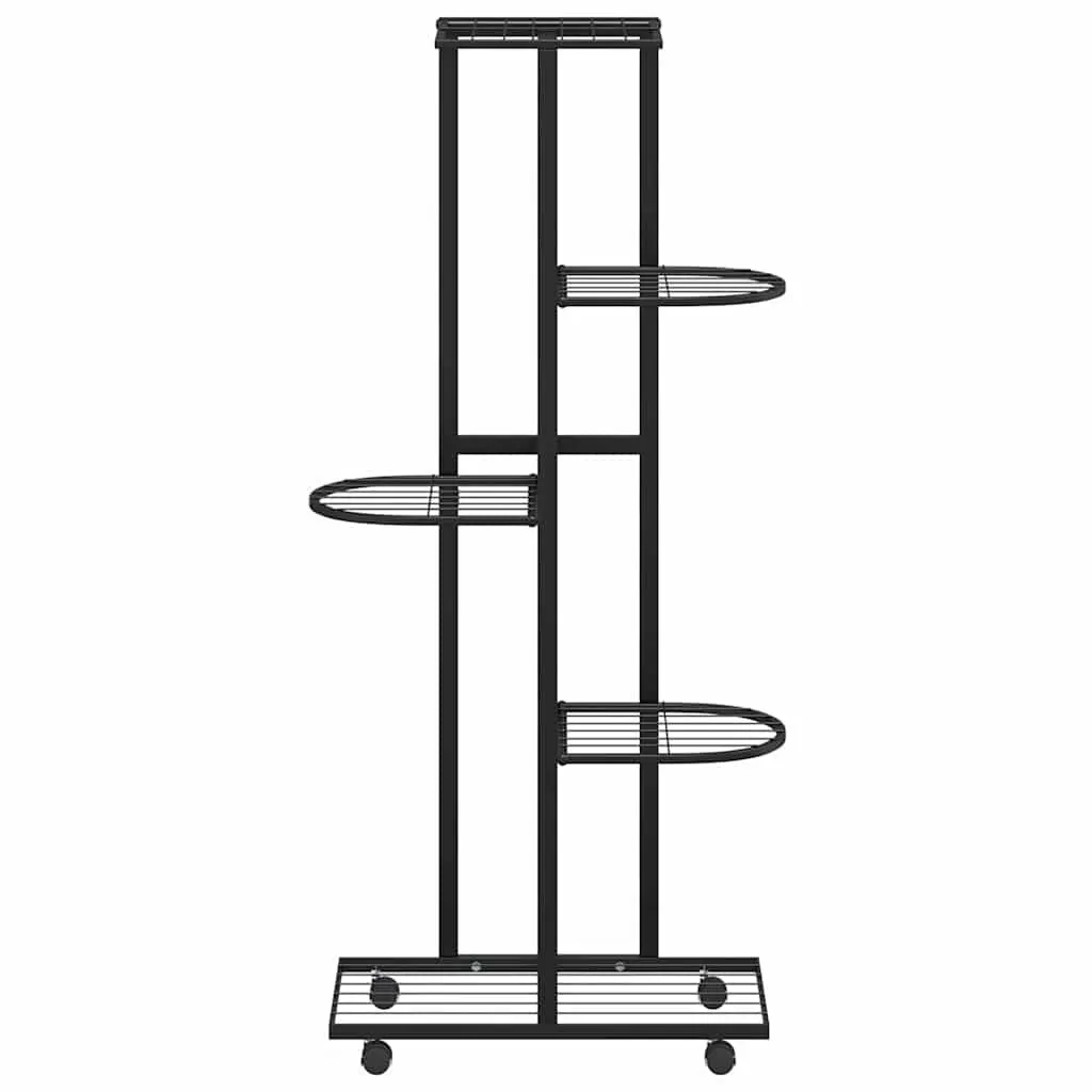 5 Tier Iron Plant Rack with Wheels Multi Tier Corner Display Stand Black