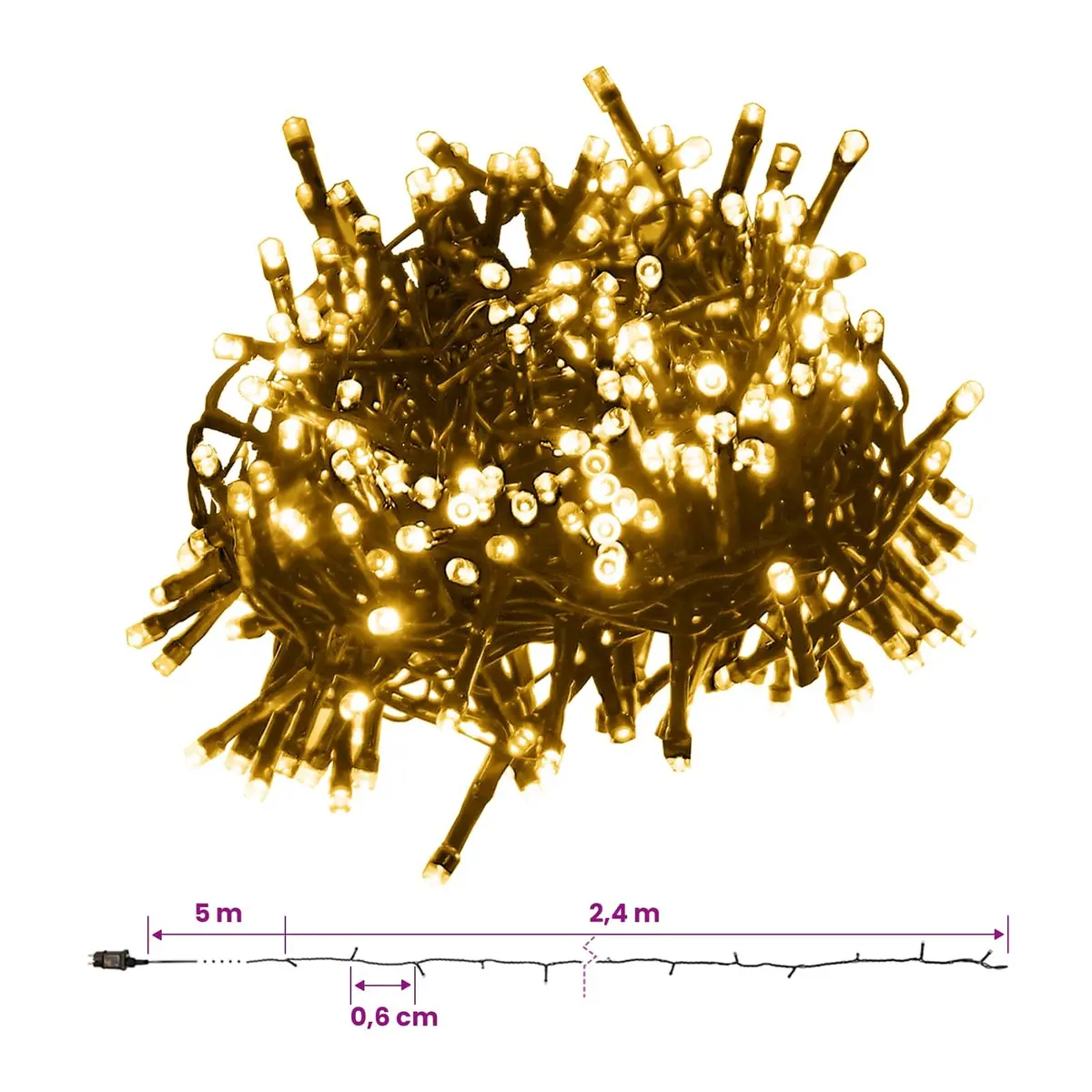 LED Cluster String Lights 7.4m 400 Warm White Indoor Outdoor Christmas Holiday Decoration