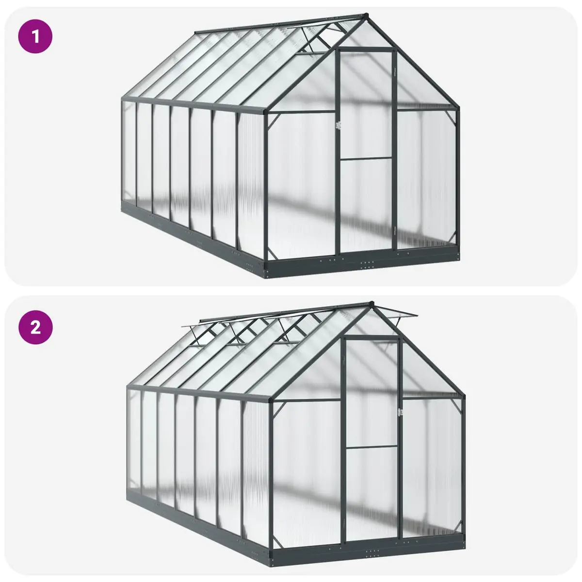 Garden Greenhouse Tunnel Weather-Resistant Adjustable Height Anthracite 1835x4235x207cm