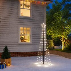 Christmas Tree with Spike 180cm Cold White 108 LEDs 8 Lighting Effects Holiday
