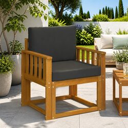 Outdoor Sectional Sofa Set Garden Furniture Solid Wood Brown Patio Seating Unit