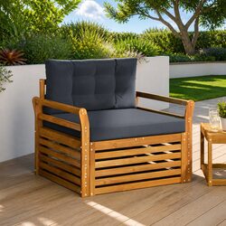 Outdoor Sectional Sofa Set Garden Furniture Brown Solid Wood Modular Seating