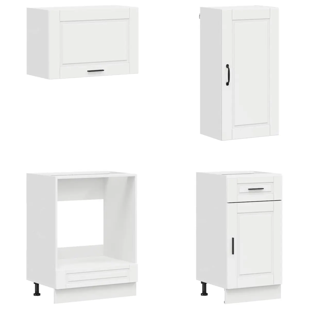 8 Piece Modern High Gloss White Kitchen Cabinet Set Engineered Wood Storage Unit