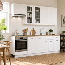 Modern Kitchen Unit 8 Piece Engineered Wood Cabinet Storage White