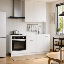 Modern Kitchen Unit – 5-Piece White Engineered Wood Set