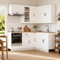 Elevate Your Kitchen with This 8 Piece White Cabinet Set
