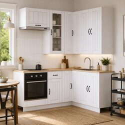 Enhance Your Kitchen with This 8 Piece White Cabinet Set