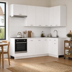 Kitchen Cabinet Unit 8 Piece White Storage Furniture Engineered Wood Modern