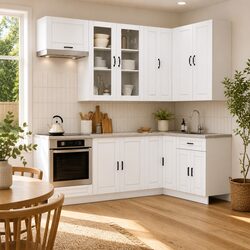 Transform Your Kitchen with 8-Piece Cabinet Unit in White