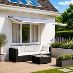 Awning Replacement Fabric Blue White 400 x 300 cm Outdoor Shade UV Resistant