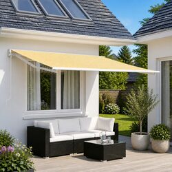 Brighten Your Patio with Yellow White Awning Replacement Fabric