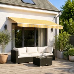Elevate Your Outdoor Space with Yellow White Awning Fabric