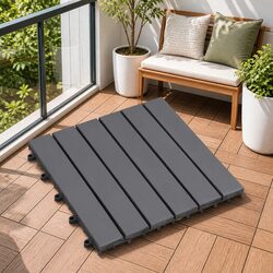 30 x 30 cm Grey Acacia Hardwood Tiles for Outdoor Spaces
