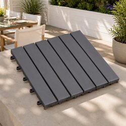 Decking Tile 30 pcs Grey 30x30 cm Acacia Wood Interlocking Square Outdoor Patio