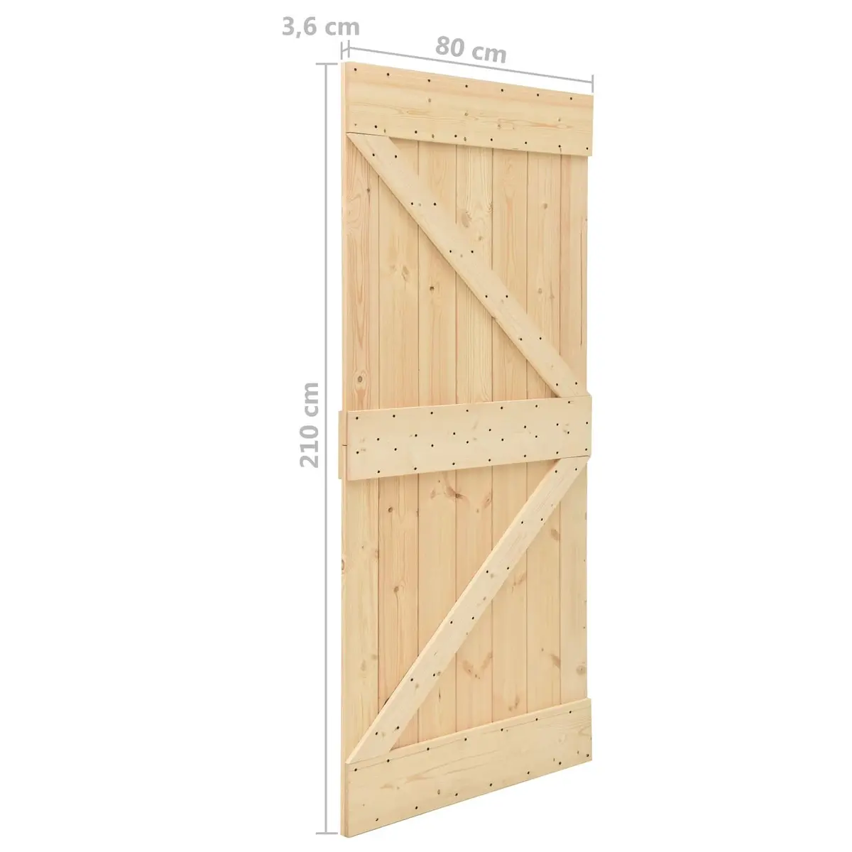 Sliding Door 80 x 210 cm Solid Pine Wood Modern Space-Saving Room Divider