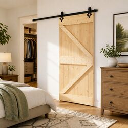 Sliding Door 80 x 210 cm Solid Pine Wood Natural Black Modern Space-Saving Room